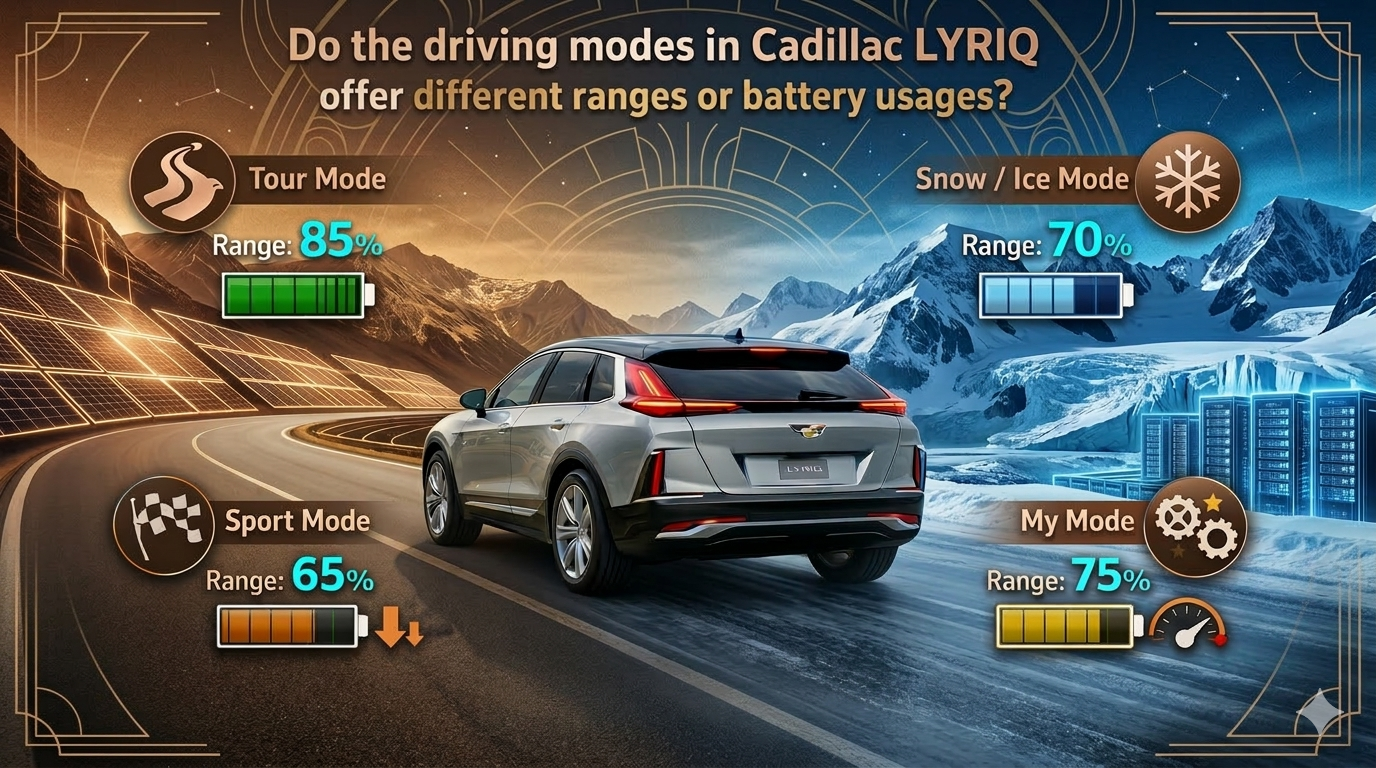 Do the Driving Modes in Cadillac LYRIQ Offer Different Ranges or Battery Usage?